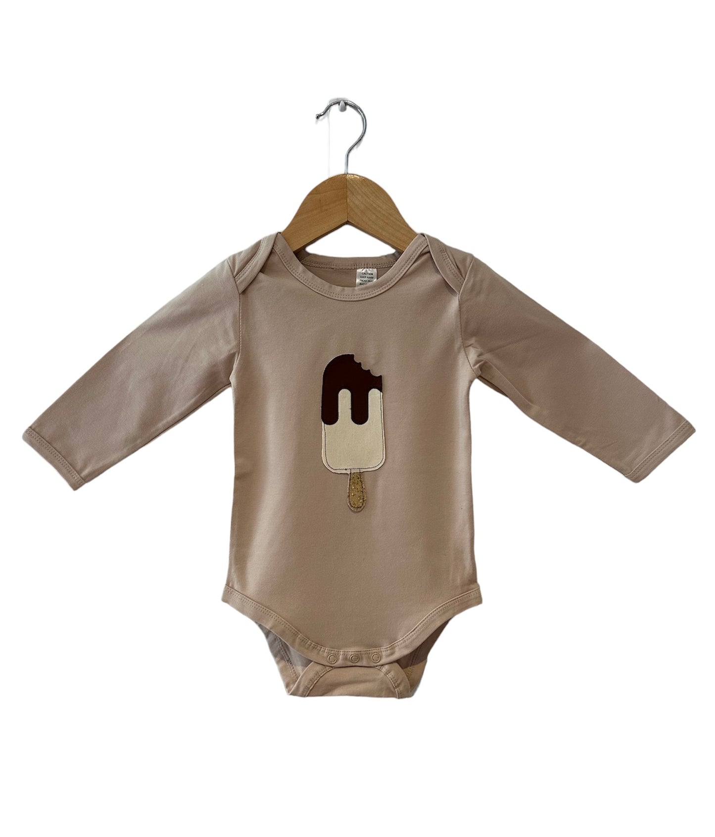 Choc Top Pop Long Sleeve Bodysuit CLAY COLOUR