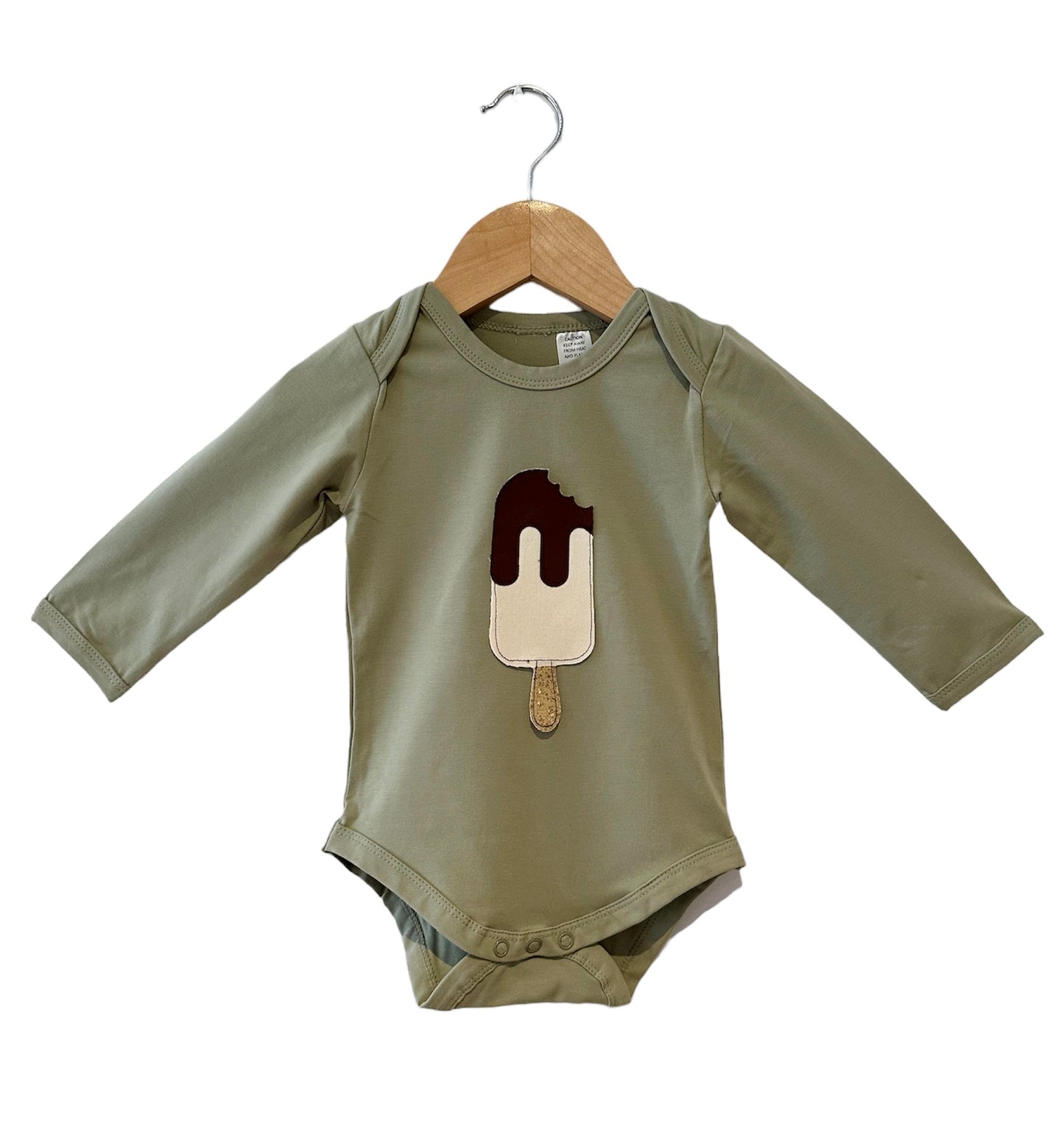 8. Choc Top Pop long sleeve bodysuit EUCALYPTUS COLOUR