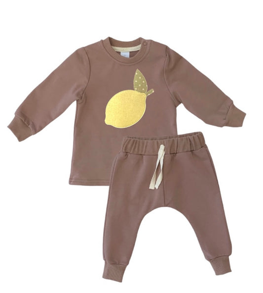 LEMON baby tracksuit set in MOCHA colour